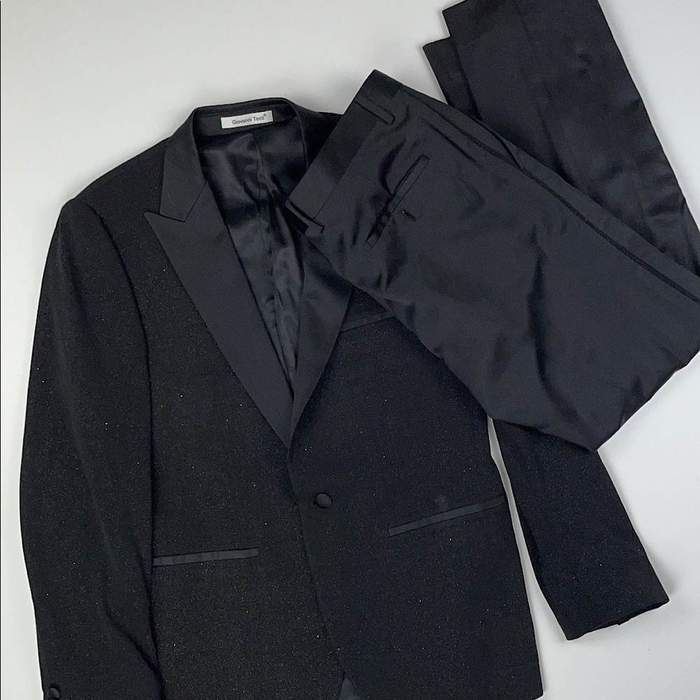 Black Glitter Giovanni Testi Pant Suit 38R / 32R